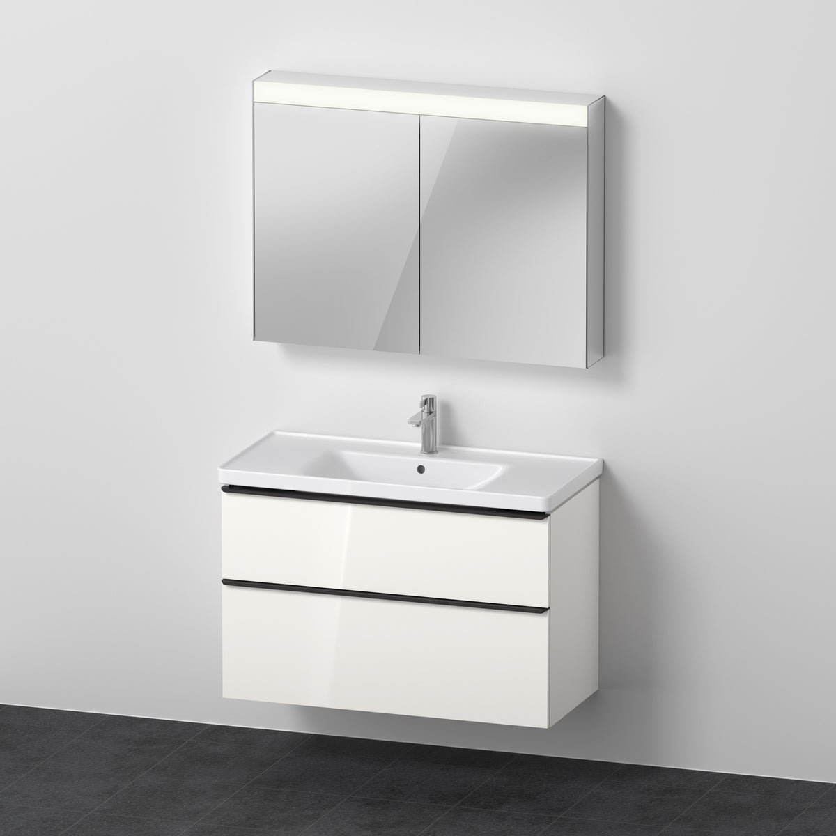 Duravit D-Neo Waschtisch mit Unterbau und LED-Spiegelschrank