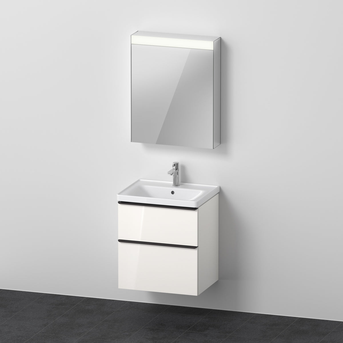 Duravit D-Neo Waschtisch mit Unterbau und LED-Spiegelschrank